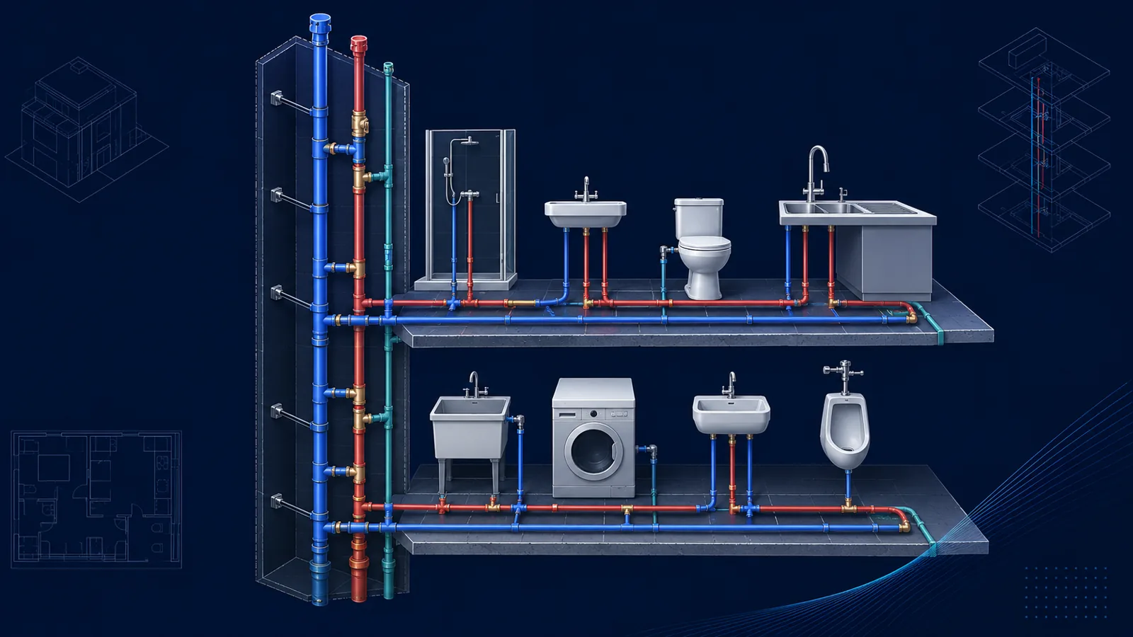 Static, Residual and Dynamic Water Pressure Explained engineering illustration